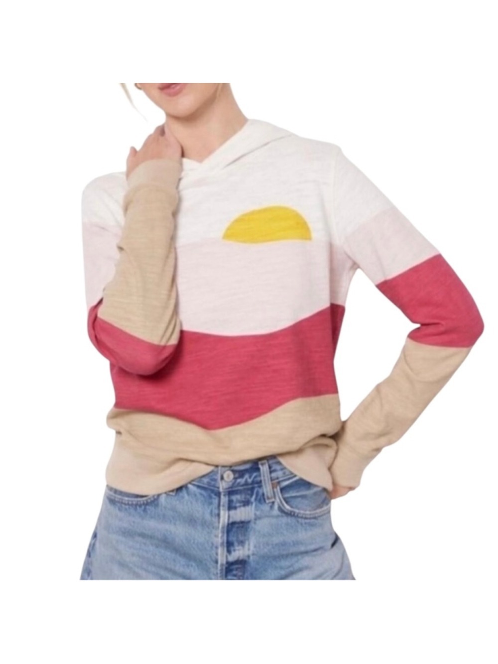 Faherty Sun & Waves Intarsia Hoodie Women’s Sz Small Vacation Beach